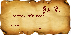 Zsizsek Nándor névjegykártya